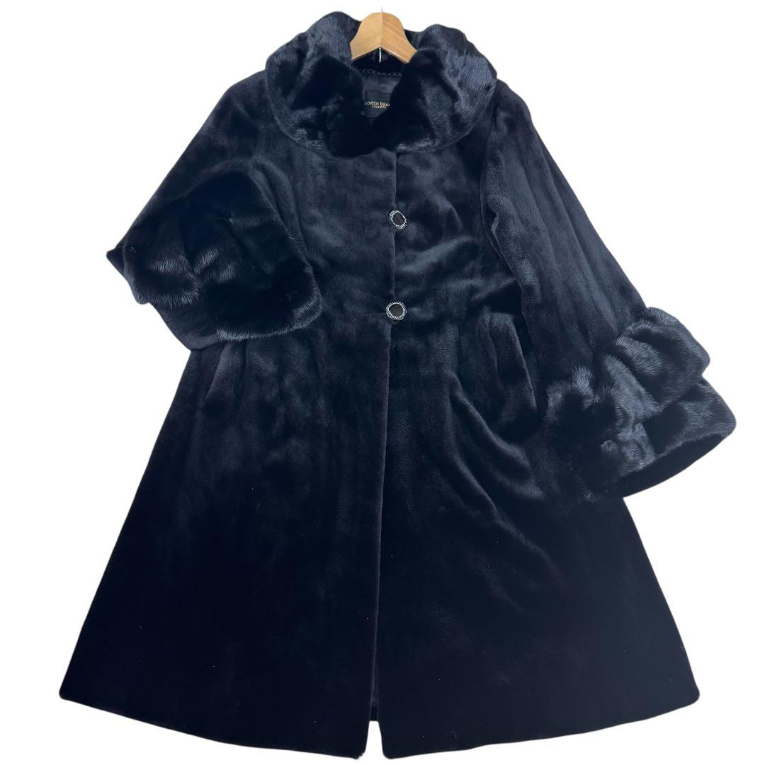 ノースビーチ コペンハーゲン ミンク ファーコート ロング丈 ベルスリーブ 毛皮