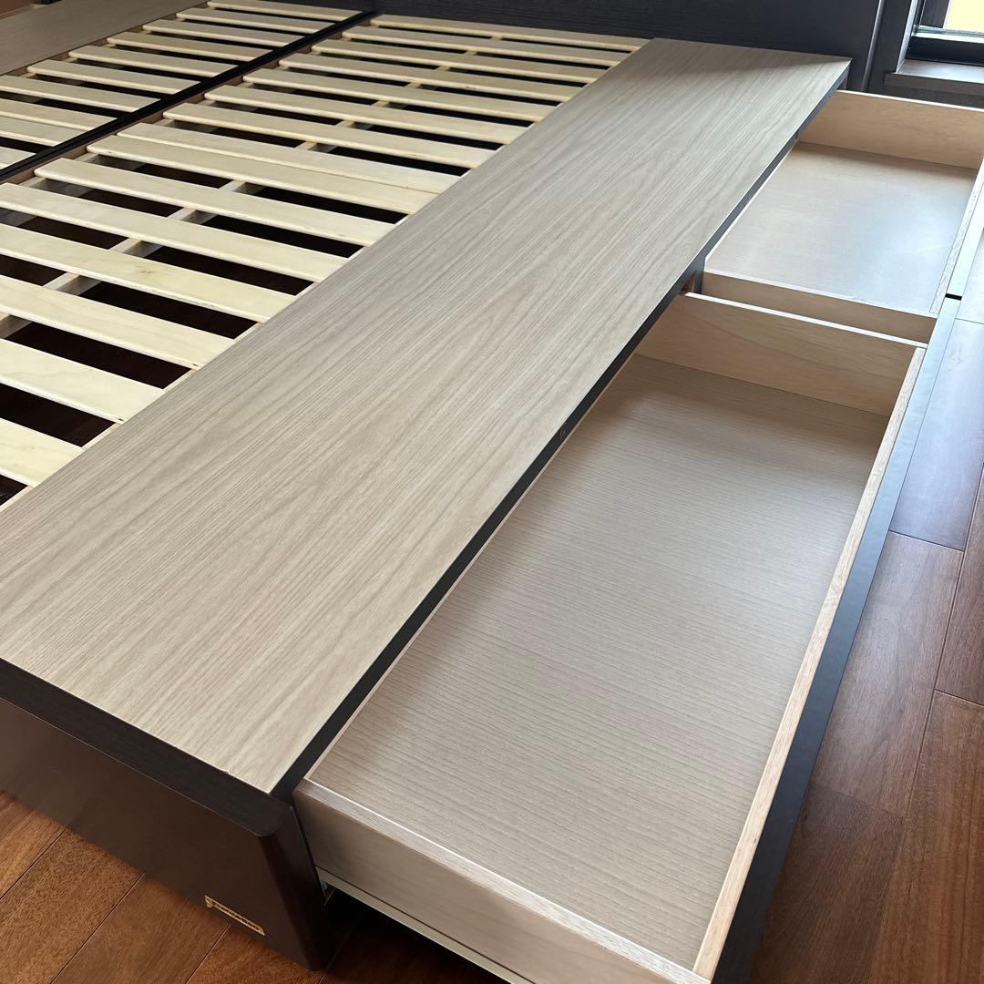 フランスベッド ベッドフレーム セミダブル+シングル 引出 ライト コンセント