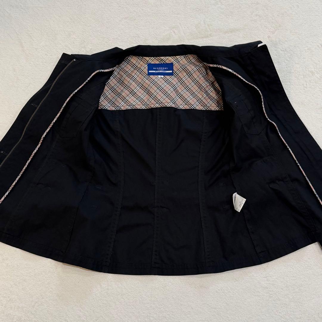 バーバリーブルーレーベル　ショートトレンチコート　ノバチェック　ベルト　黒　M