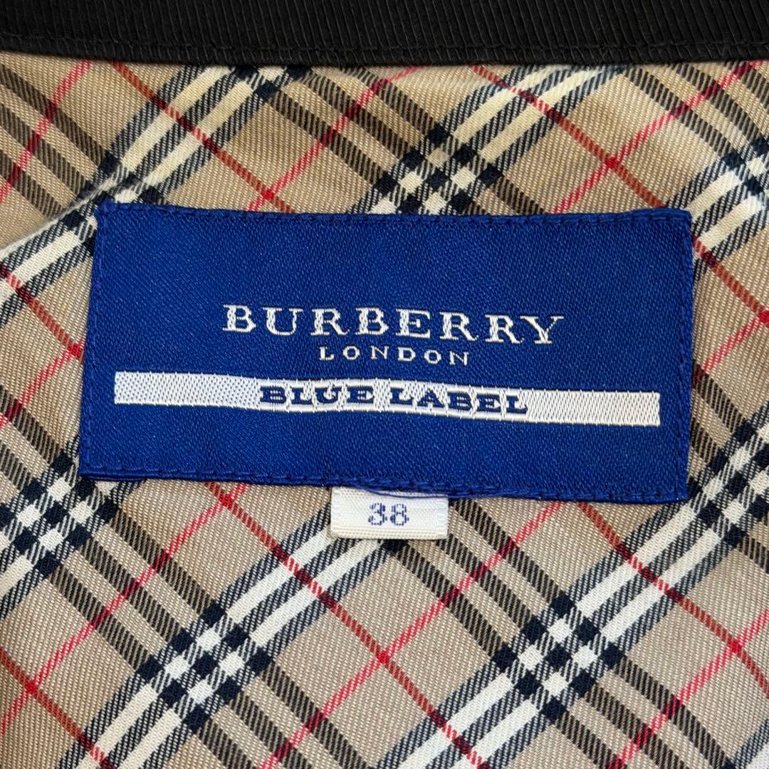 バーバリーブルーレーベル　ショートトレンチコート　ノバチェック　ベルト　黒　M
