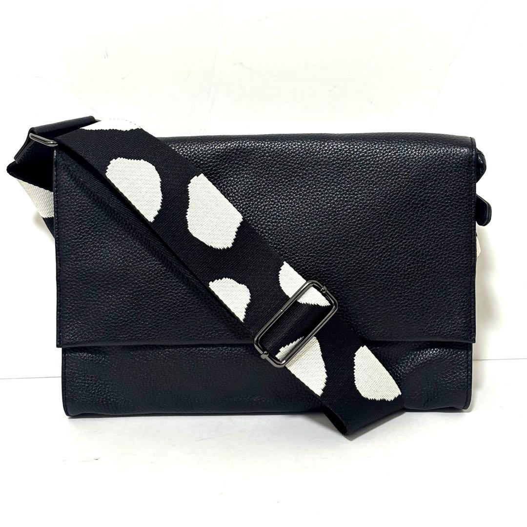 極美品 イアパピヨネ　ワイドテープショルダーバッグ　ボディバッグ　ダルメシアン柄