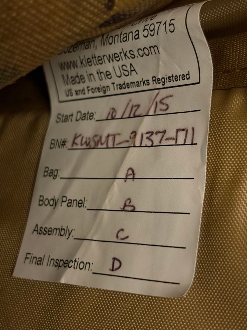 【廃盤未使用】KLETTERWERKS クレッターワークス　マルチカムバック