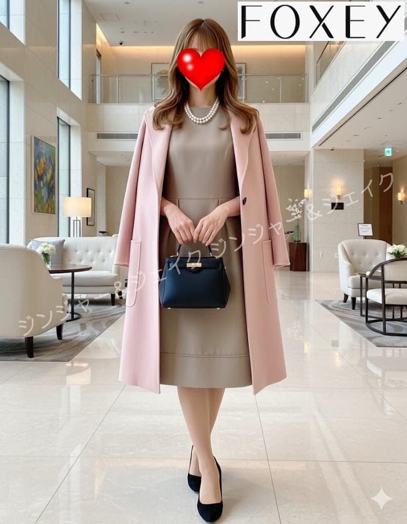 H*⭐様 定価約15万 極美品 フォクシー美シルエットセレモニーコート ピンクベ