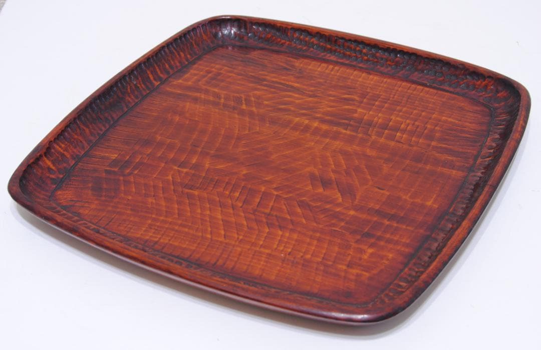 讃岐彫　刳り貫き　刳り抜き　くり抜き　四方 盆　木製　漆器　折敷　香川　漆塗り