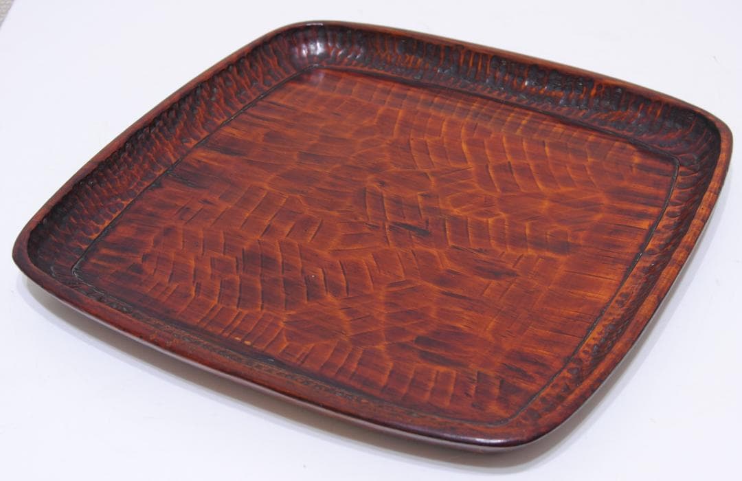 讃岐彫　刳り貫き　刳り抜き　くり抜き　四方 盆　木製　漆器　折敷　香川　漆塗り