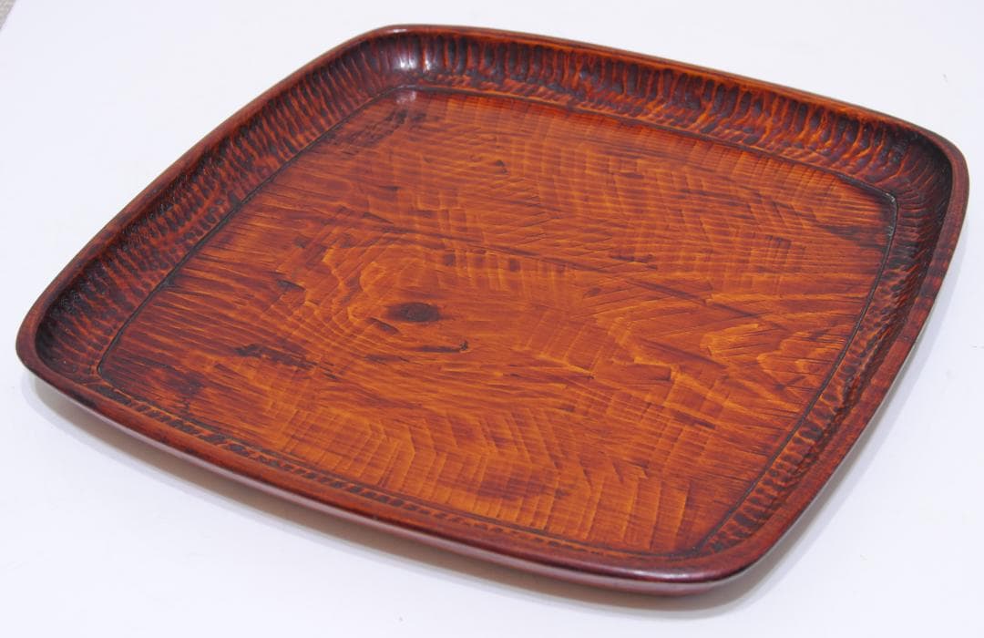 讃岐彫　刳り貫き　刳り抜き　くり抜き　四方 盆　木製　漆器　折敷　香川　漆塗り