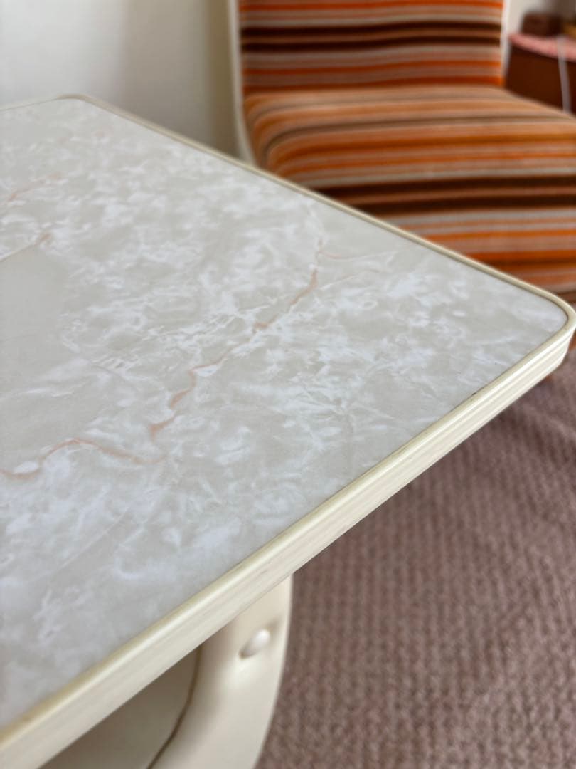 昭和レトロ◼️ミッドセンチュリー 未使用ソファセット 1970年オレンジストライプ