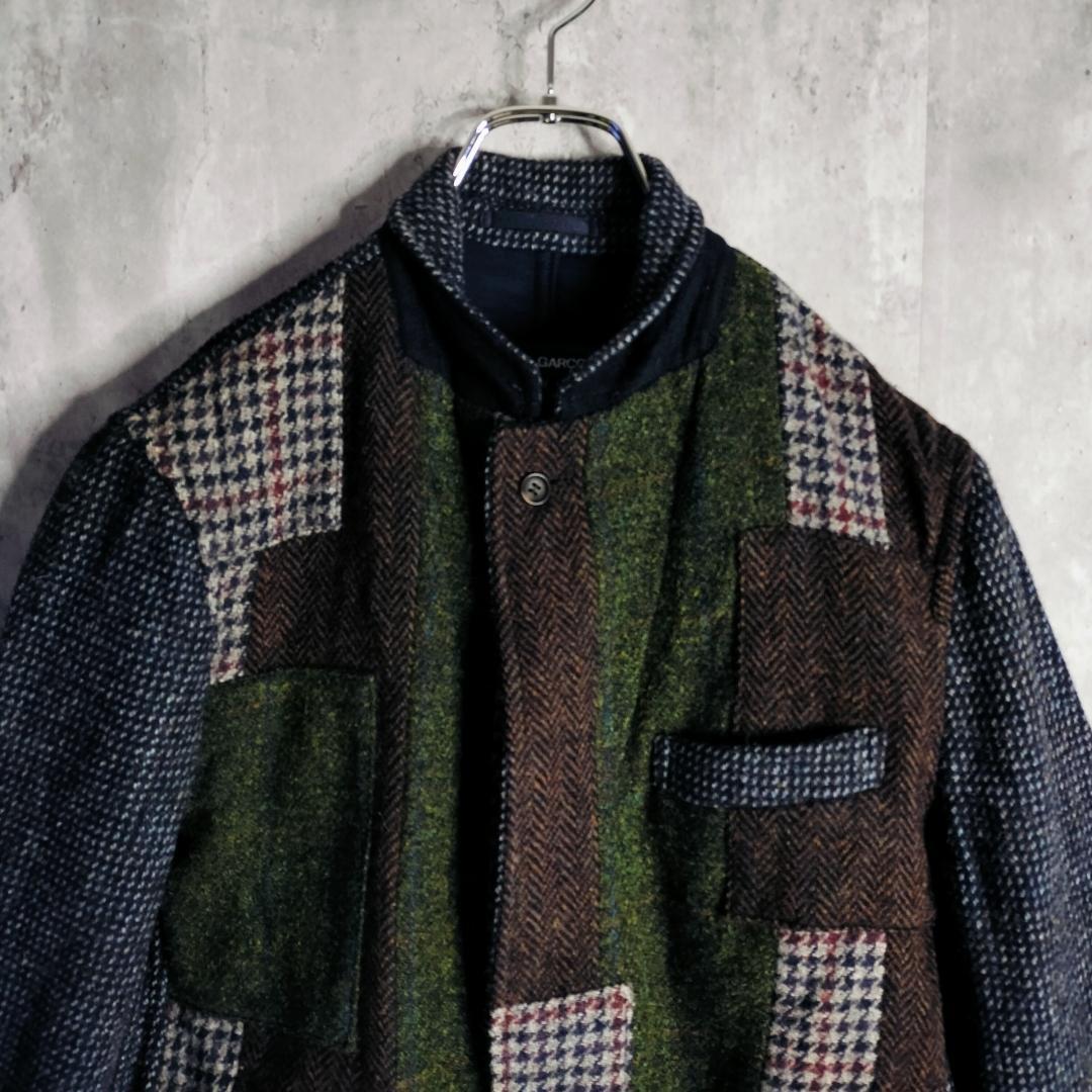 コムデギャルソンオム ハリスツイード パッチワーク テーラードジャケット マルチ