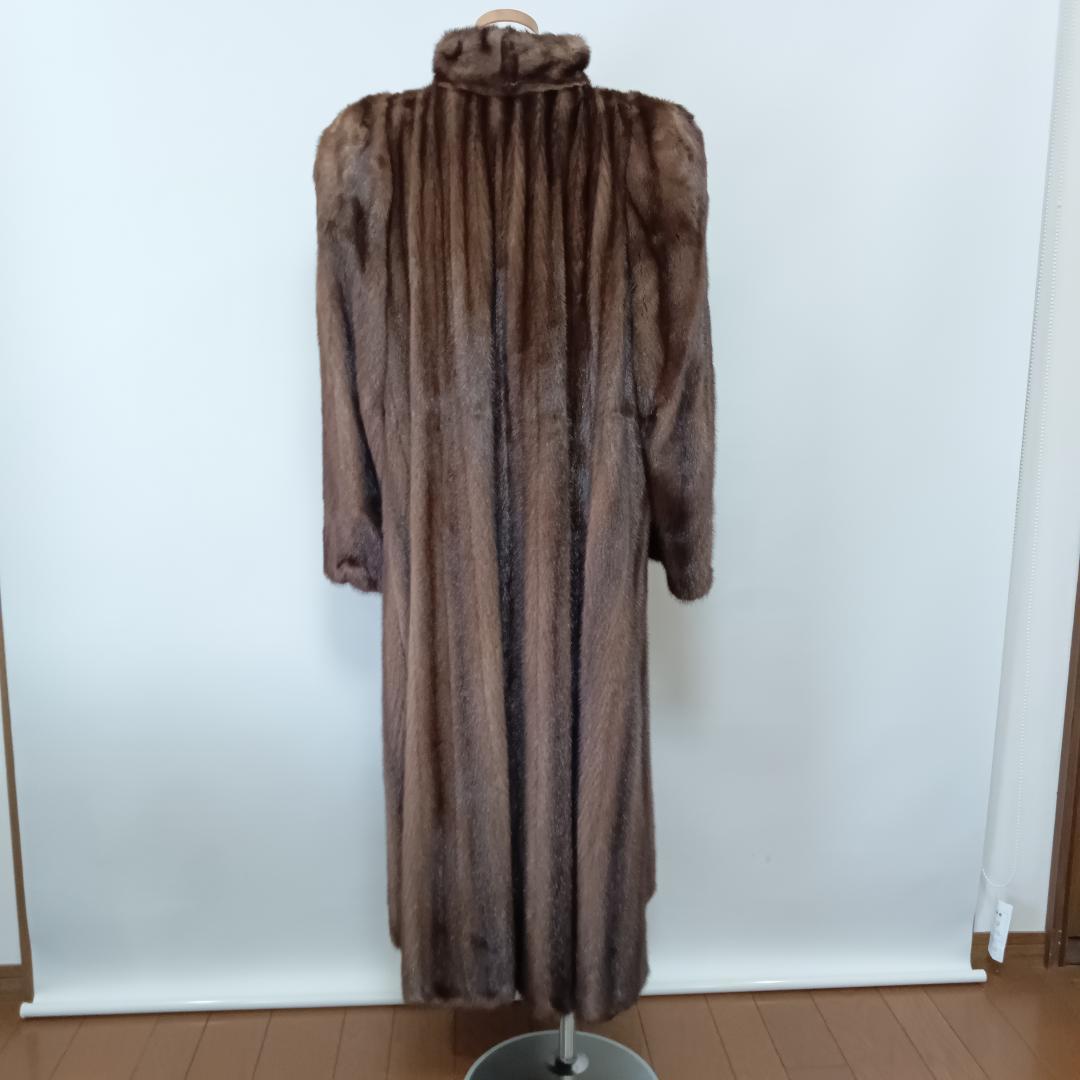 SAGA MINK ロングコート 毛皮 ブラウン リアルファー スタンドカラー