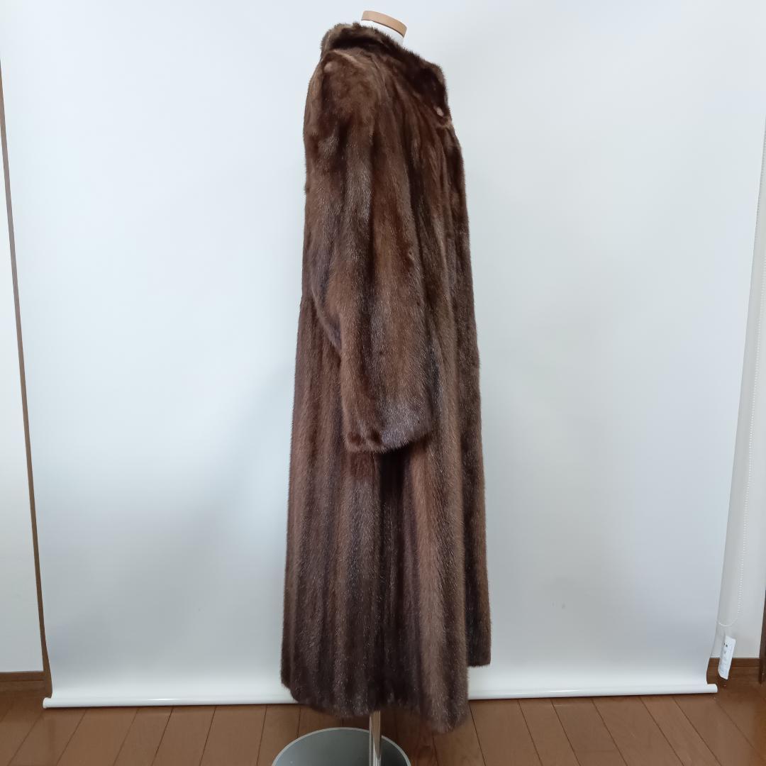SAGA MINK ロングコート 毛皮 ブラウン リアルファー スタンドカラー