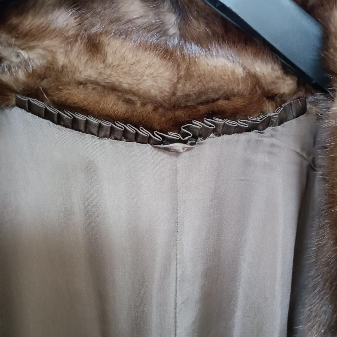 SAGA MINK ロングコート 毛皮 ブラウン リアルファー スタンドカラー