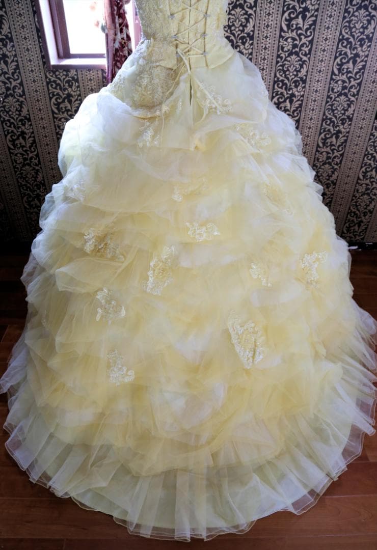 561GRACE高級ウエディングドレス5号7号9号小さいサイズ黄色カラードレス