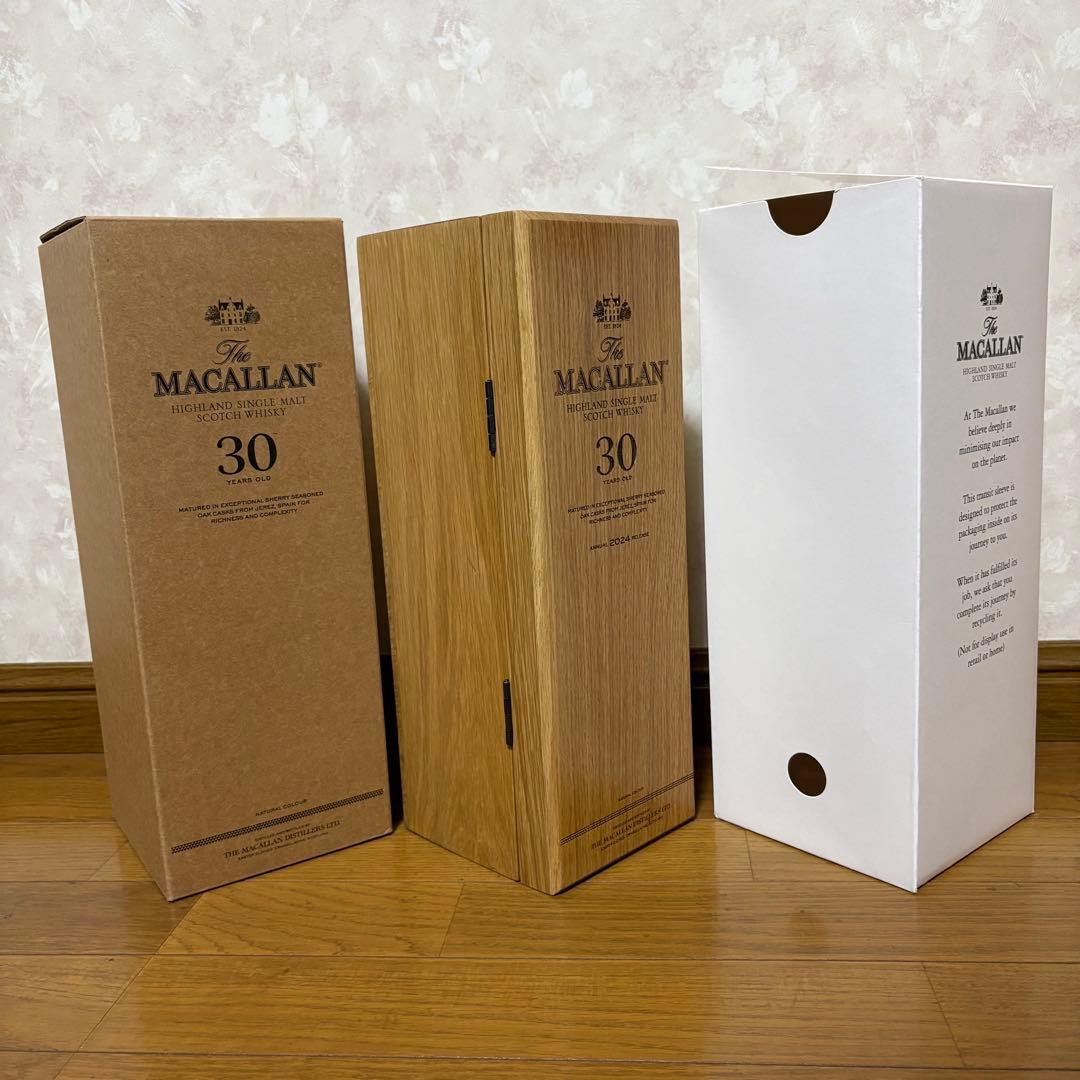 The Macallan 30年 空瓶、木製化粧箱、内箱、外箱あり 未洗浄品