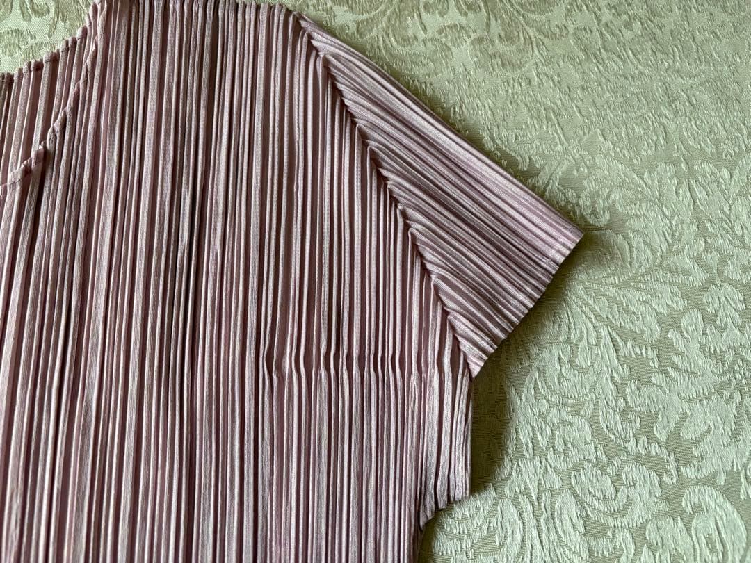 PLEATS PLEATS 和風花柄ワンピース 半袖 ピンク系