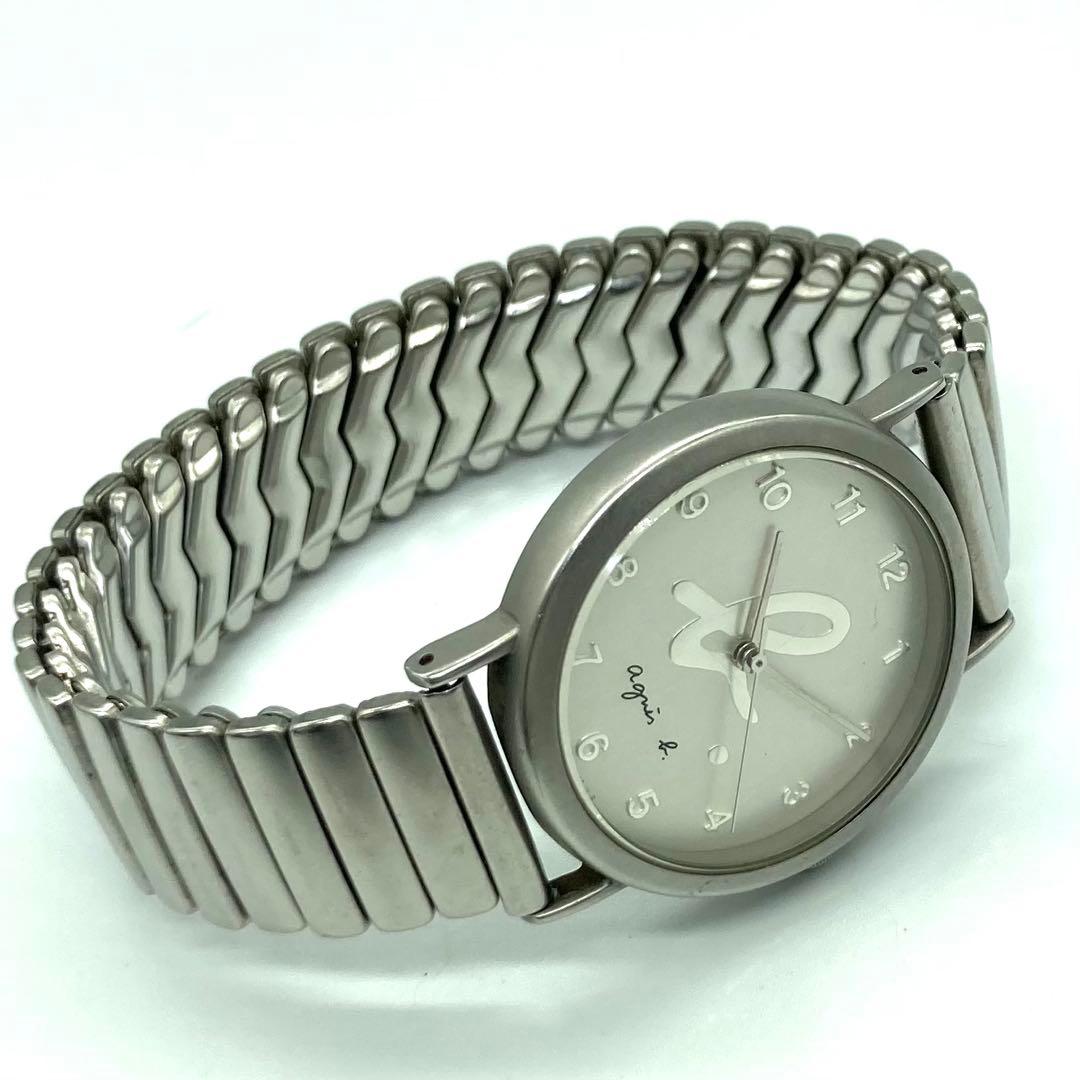 【稼働】 アニエスベー 腕時計 V701-6190 シルバー文字盤 ラウンド