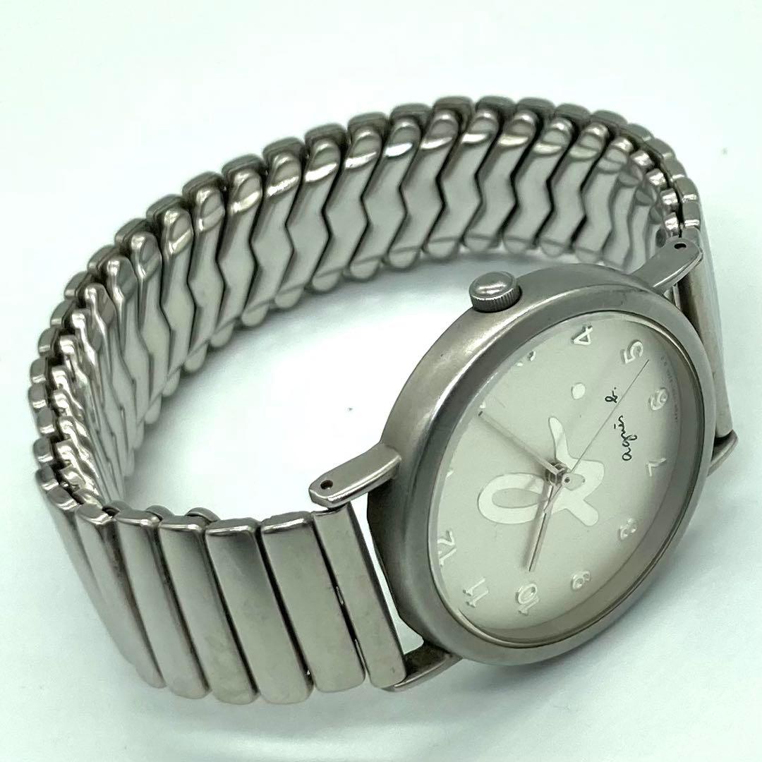 【稼働】 アニエスベー 腕時計 V701-6190 シルバー文字盤 ラウンド