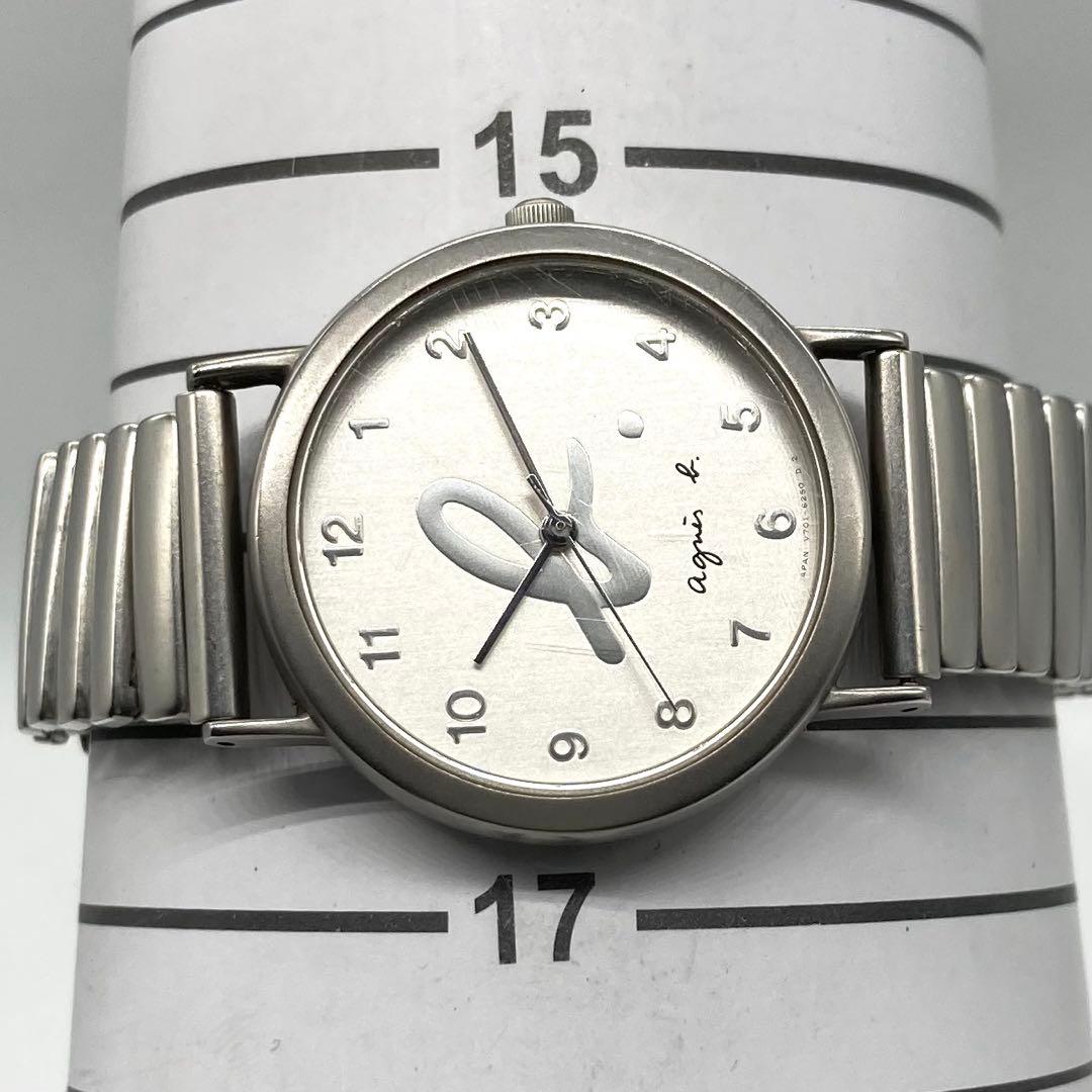 【稼働】 アニエスベー 腕時計 V701-6190 シルバー文字盤 ラウンド