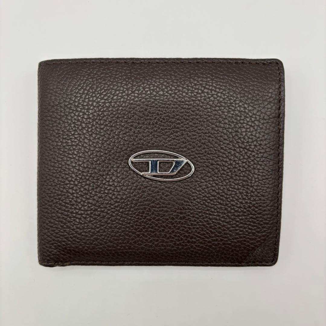 DIESEL 二つ折り財布　ブラウン x0844 レザー　Dロゴ　ダークブラウン