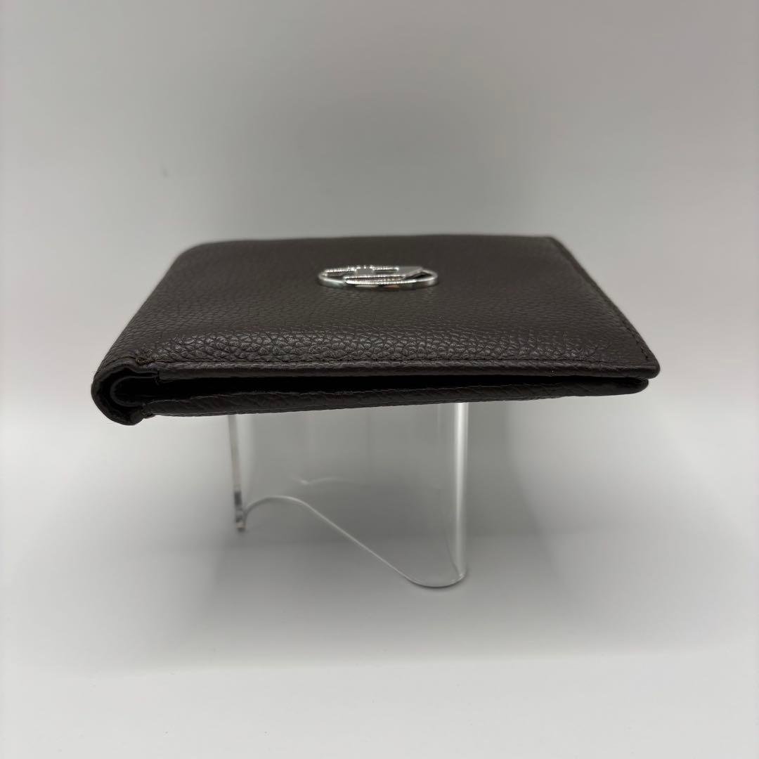 DIESEL 二つ折り財布　ブラウン x0844 レザー　Dロゴ　ダークブラウン