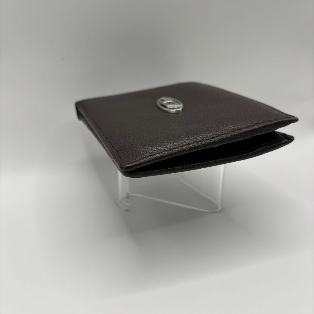 DIESEL 二つ折り財布　ブラウン x0844 レザー　Dロゴ　ダークブラウン