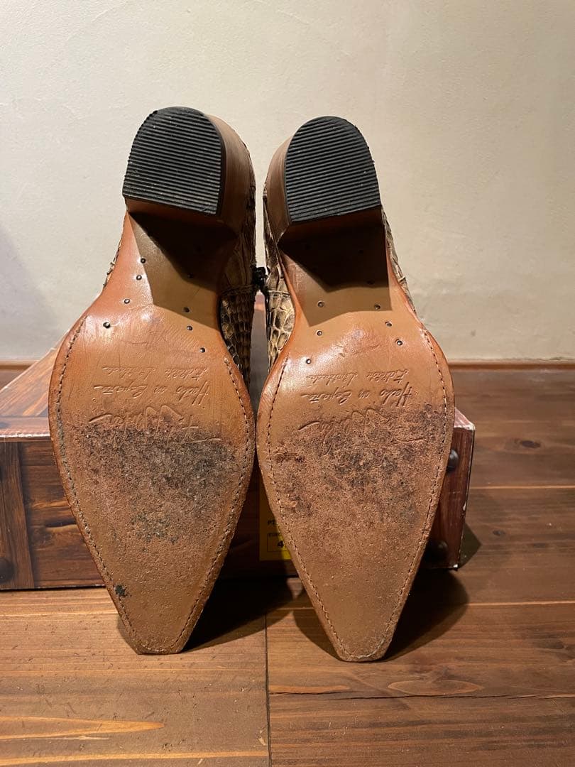 パイソン革　ロングブーツ　蛇革　スペイン製