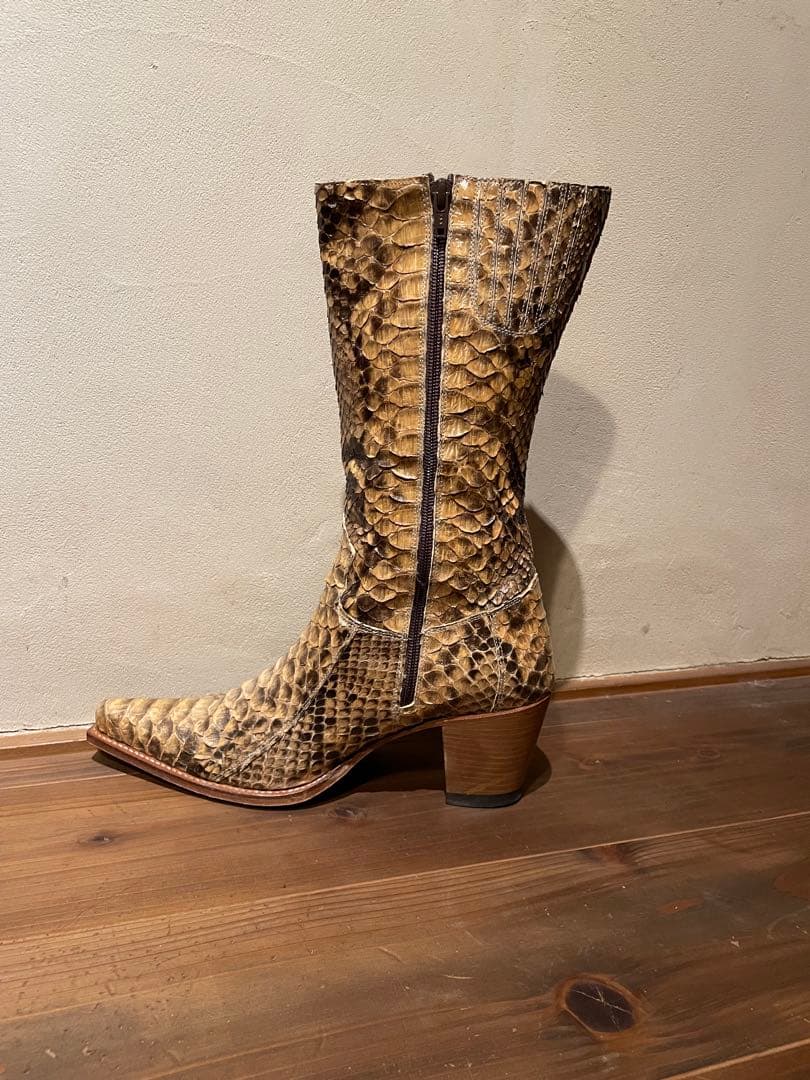 パイソン革　ロングブーツ　蛇革　スペイン製