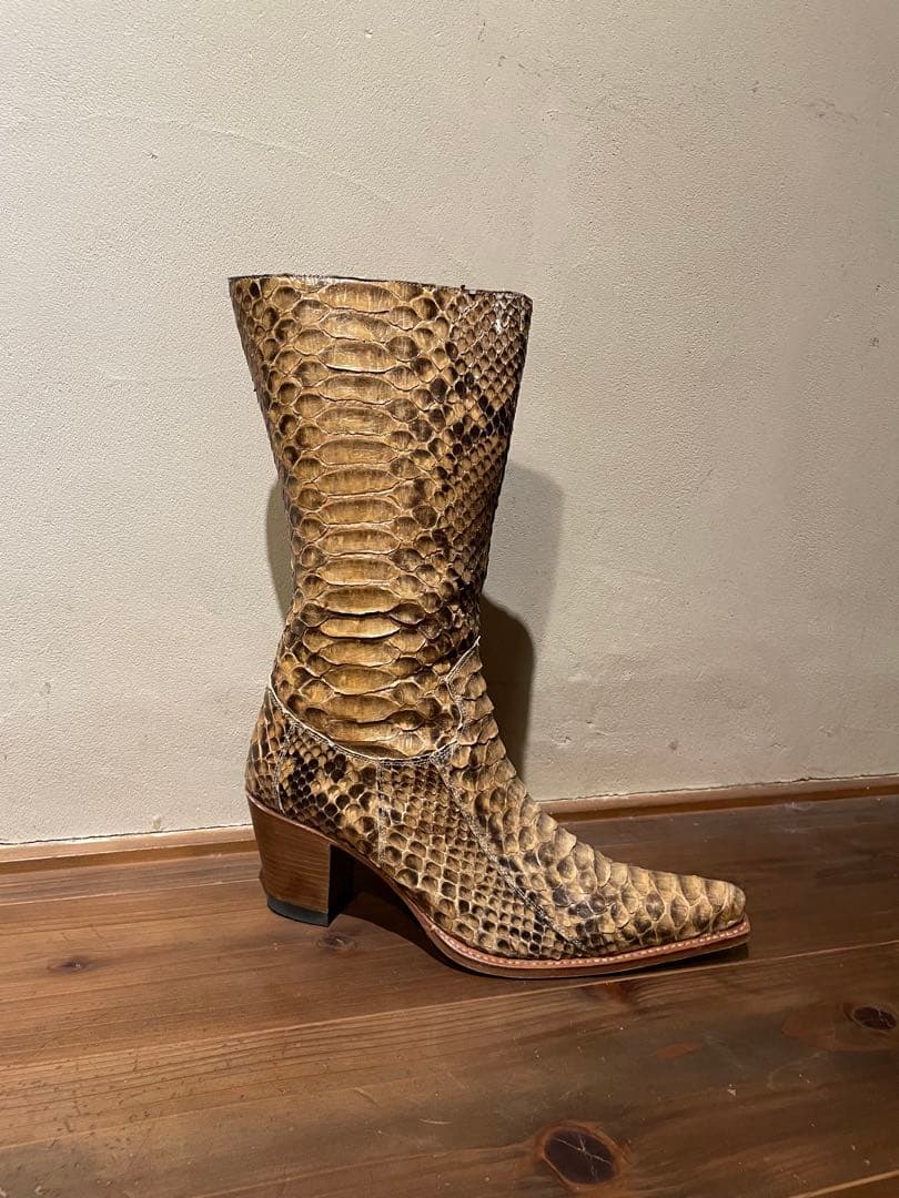 パイソン革　ロングブーツ　蛇革　スペイン製