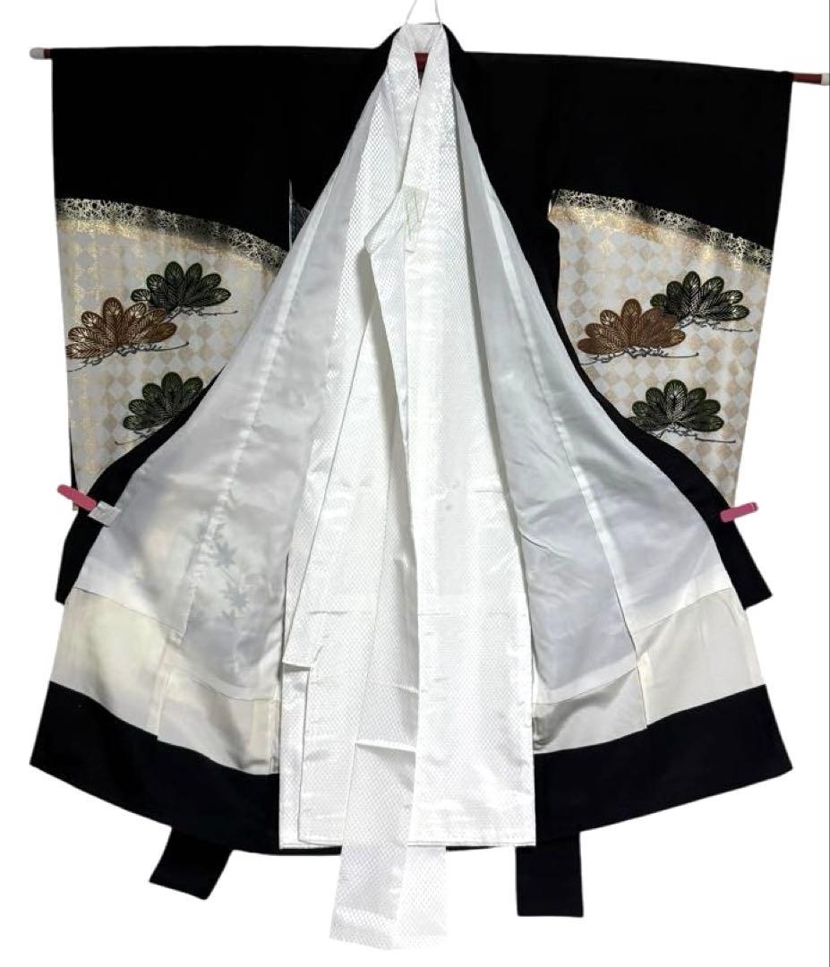 男の子　一つ身着物、長襦袢セット　お宮参りにオススメ　正絹　黒