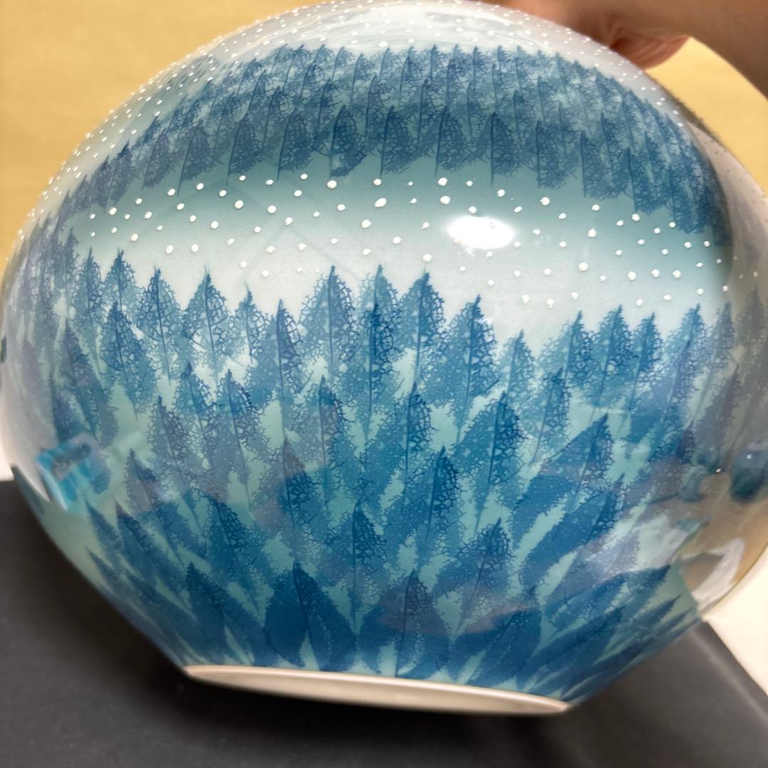 藤井朱明 壺 飾り壺 花器 日展人気作家 花瓶 有田焼 特大雪景色