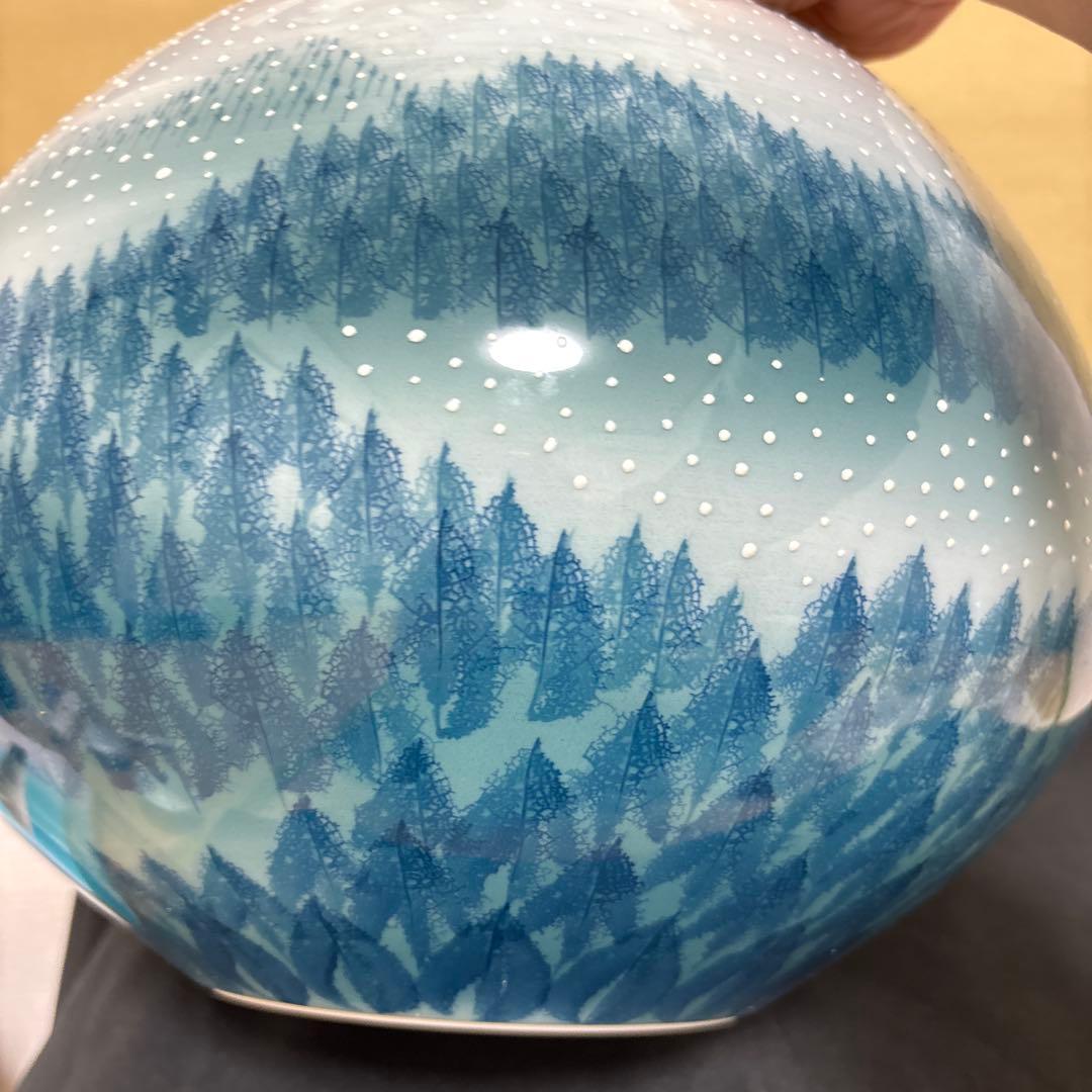 藤井朱明 壺 飾り壺 花器 日展人気作家 花瓶 有田焼 特大雪景色