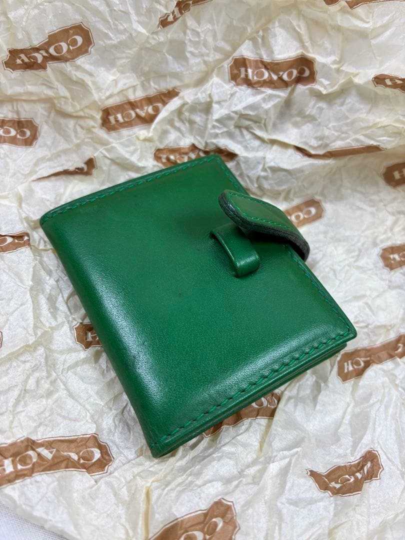 小物 Old coach green Three-sided photo case