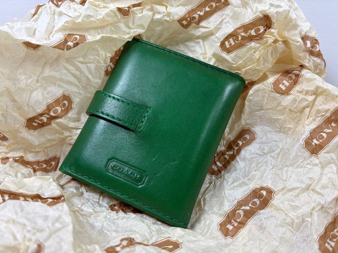 小物 Old coach green Three-sided photo case