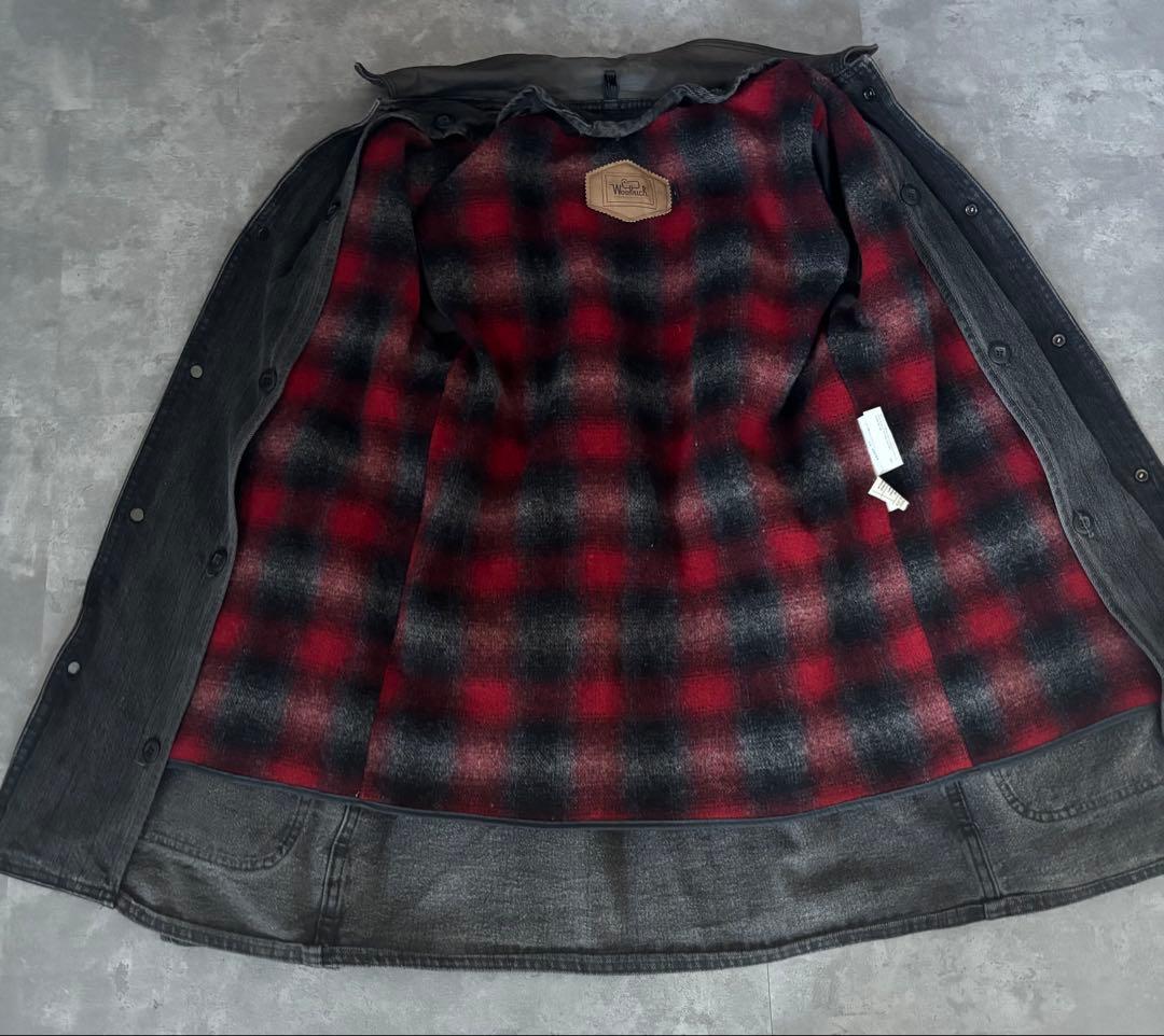 Woolrich 襟レザー ブラックデニム ウールリッチ　BLACK USA製