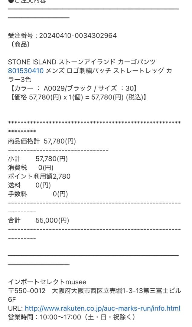 Stone  Regular Fit Cargo Pants 美品