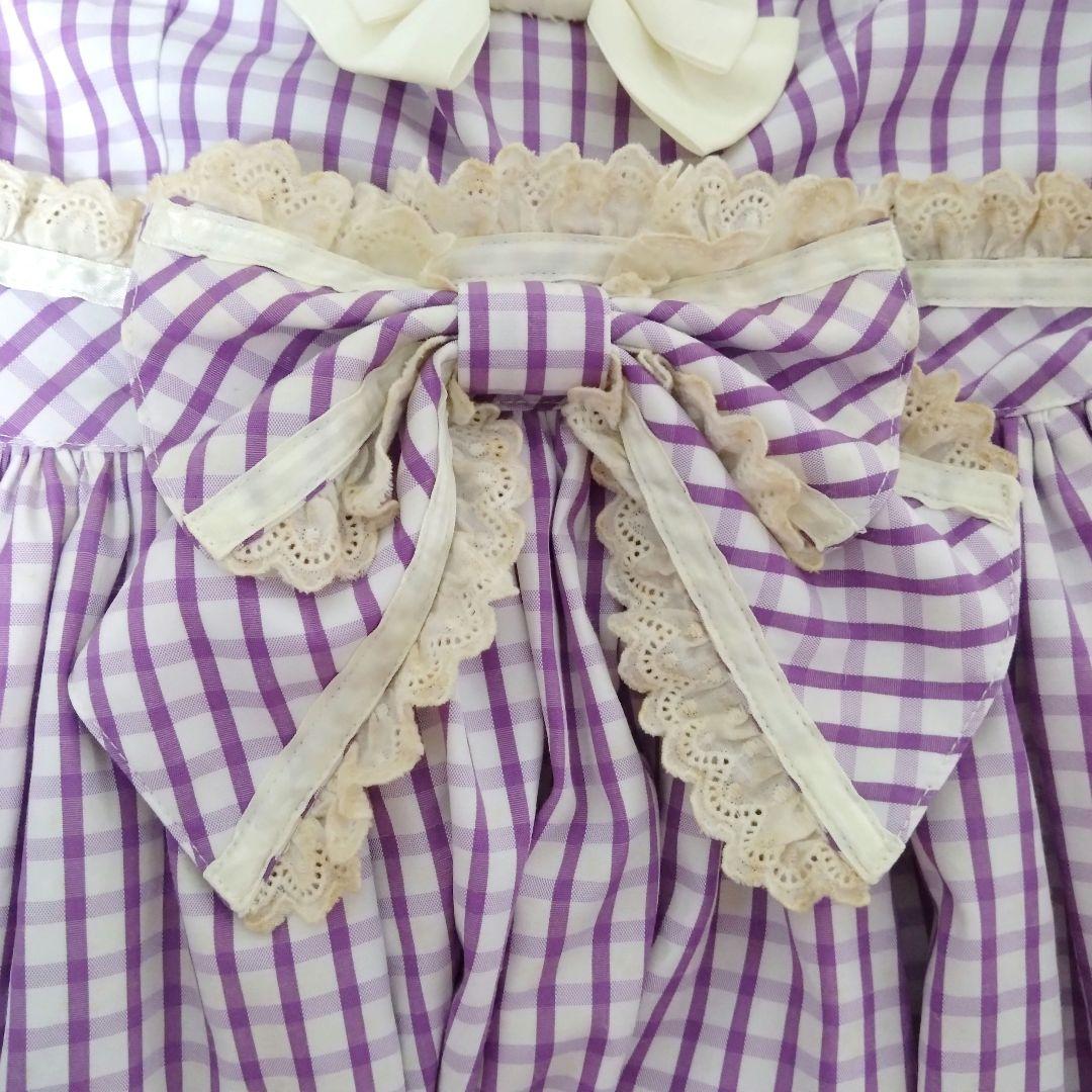 難有 ベイビーザスターズシャインブライトJSK パープル チェック カチューシャ