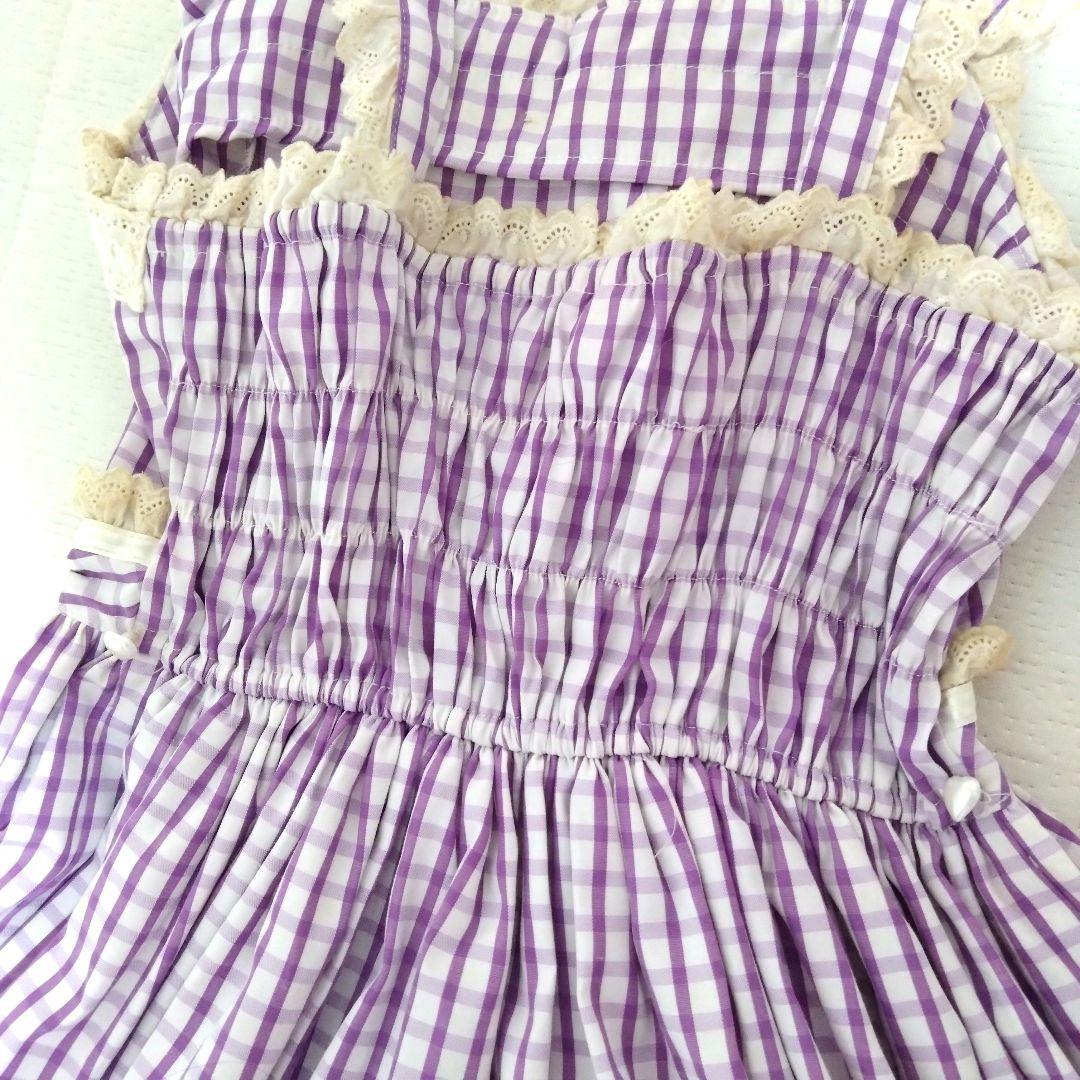 難有 ベイビーザスターズシャインブライトJSK パープル チェック カチューシャ