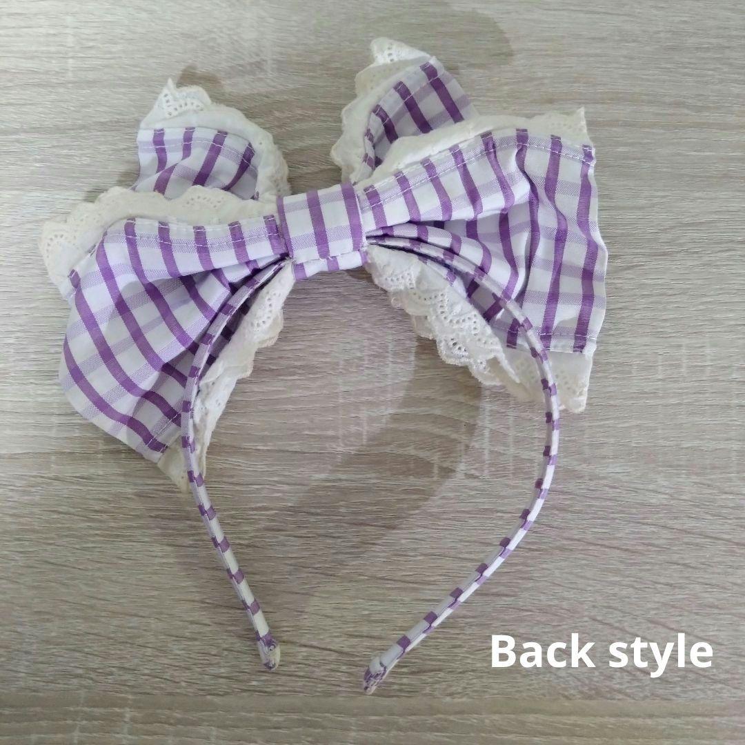 難有 ベイビーザスターズシャインブライトJSK パープル チェック カチューシャ