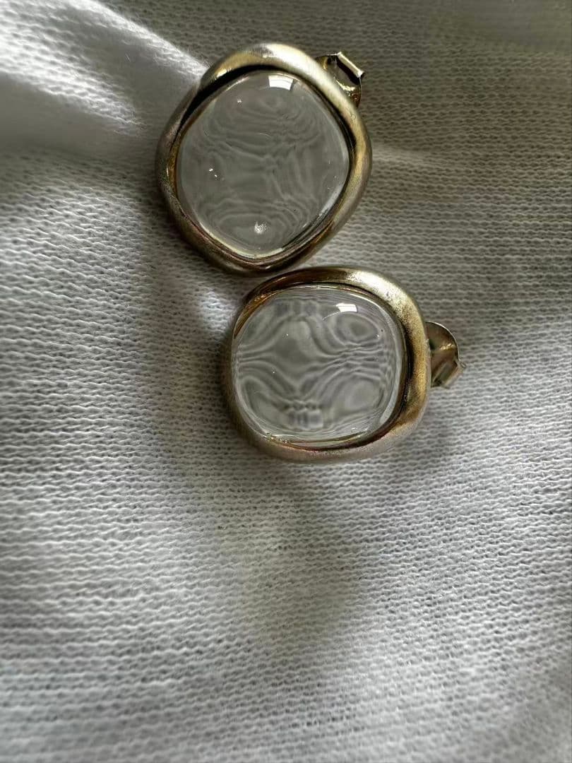 TEN（テン）オープンオーバル ピアス SV925（SILVER×CLEAR）