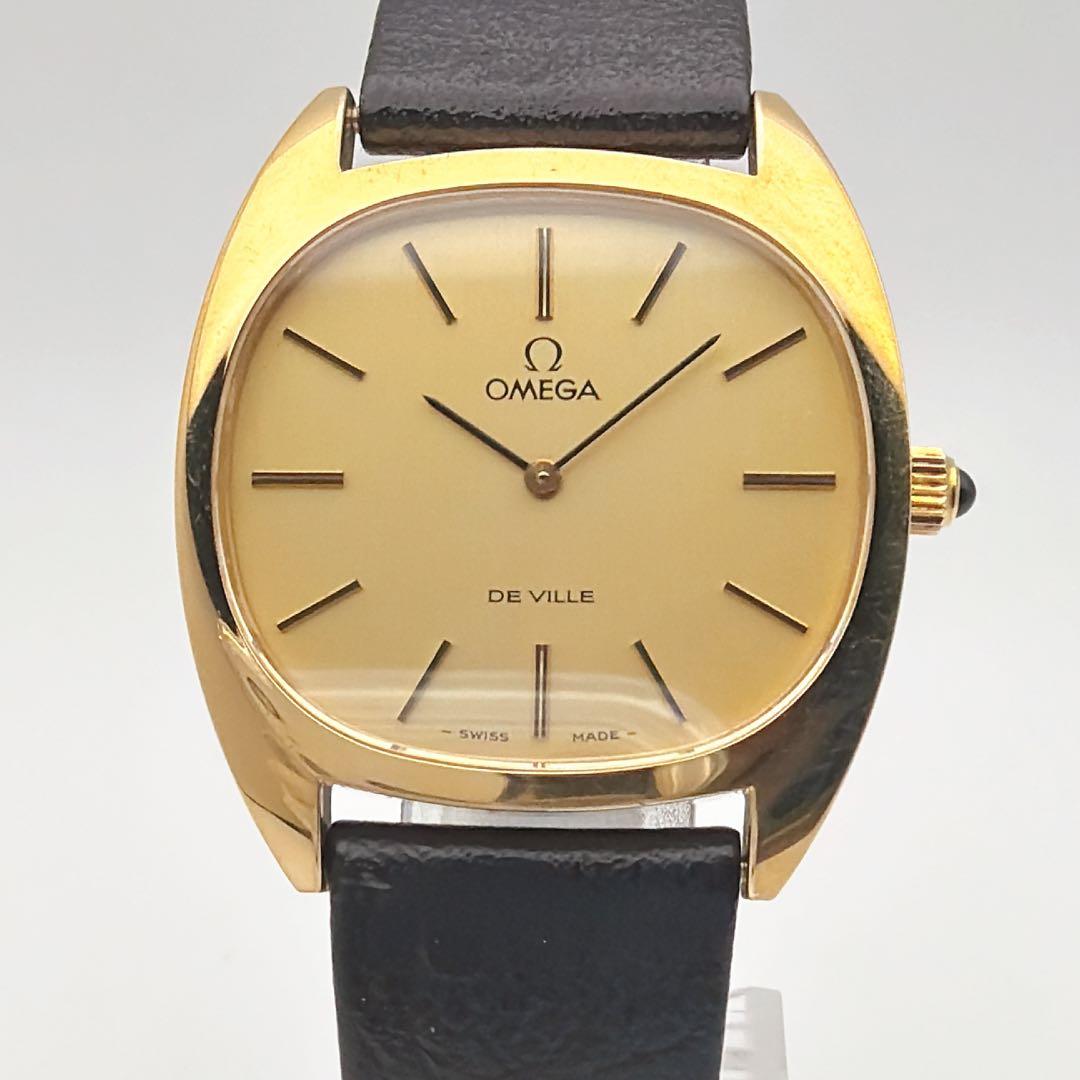 オメガ デビル 手巻き トノー ゴールド文字盤 腕時計　メンズ ビンテージ