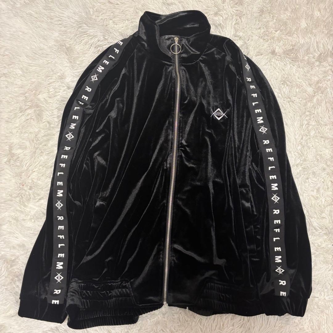 【美品】『REFLEM/レフレム』ロゴテープベロアジャージ ブラック
