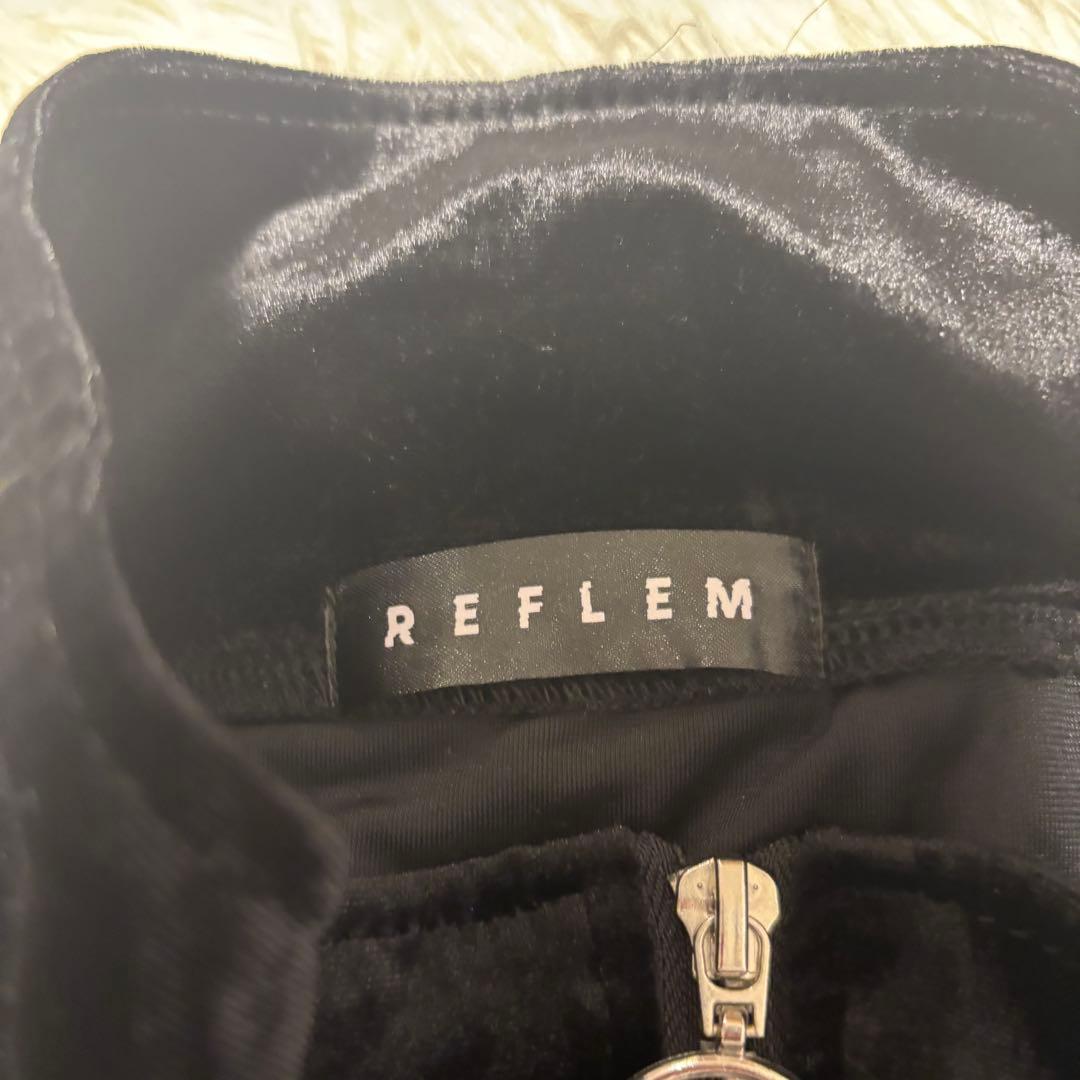 【美品】『REFLEM/レフレム』ロゴテープベロアジャージ ブラック