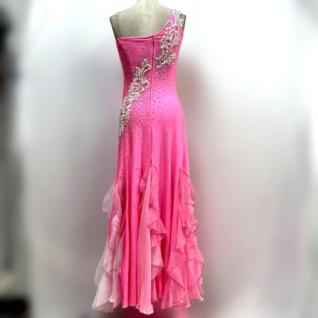 Y5952★SM★ピンク /ラインストーン/スタンダードドレス☆社交ダンス