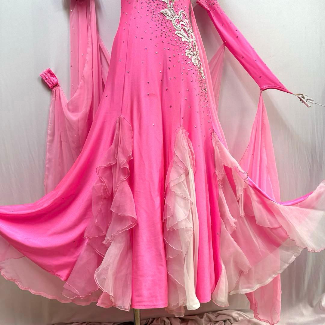 Y5952★SM★ピンク /ラインストーン/スタンダードドレス☆社交ダンス