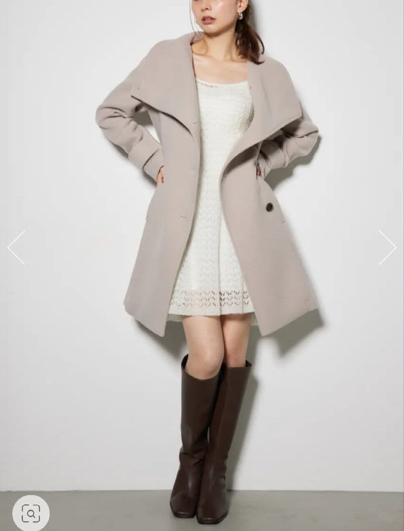 rienda オーバーネックシンデレララインミニコート