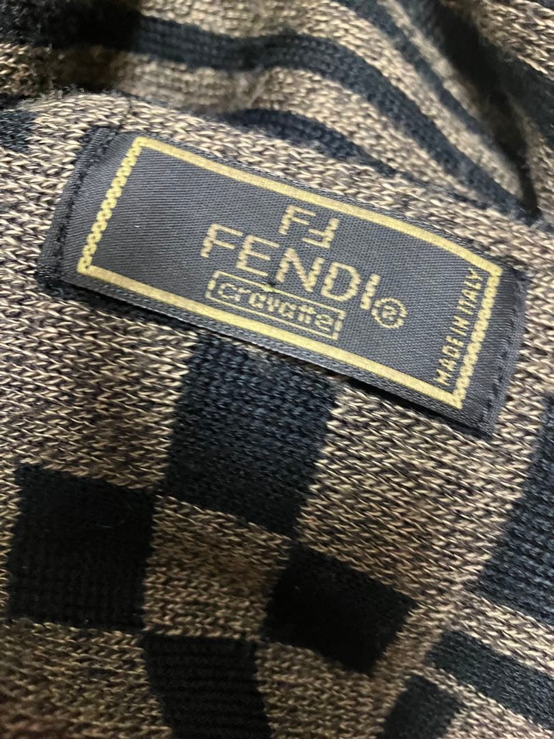 FENDI フェンディ ズッカ柄 マフラー WOOLブラウン×ブラックイタリア製