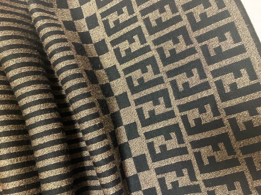 FENDI フェンディ ズッカ柄 マフラー WOOLブラウン×ブラックイタリア製