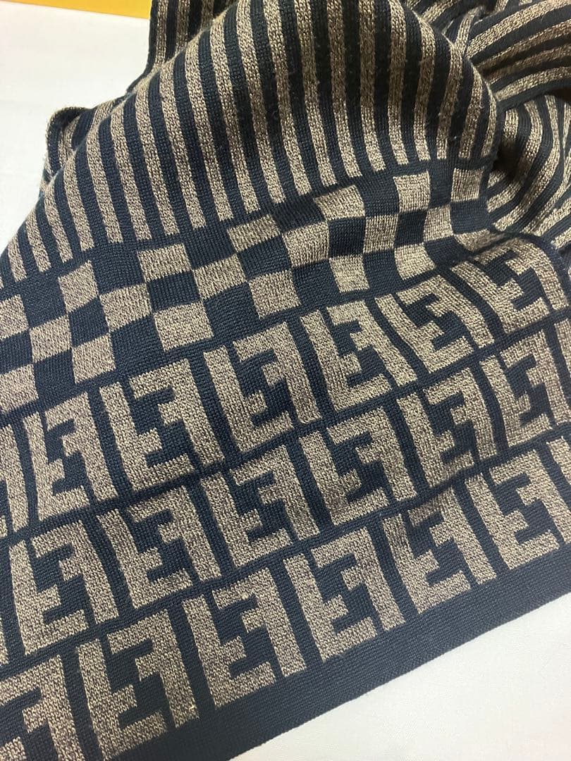 FENDI フェンディ ズッカ柄 マフラー WOOLブラウン×ブラックイタリア製