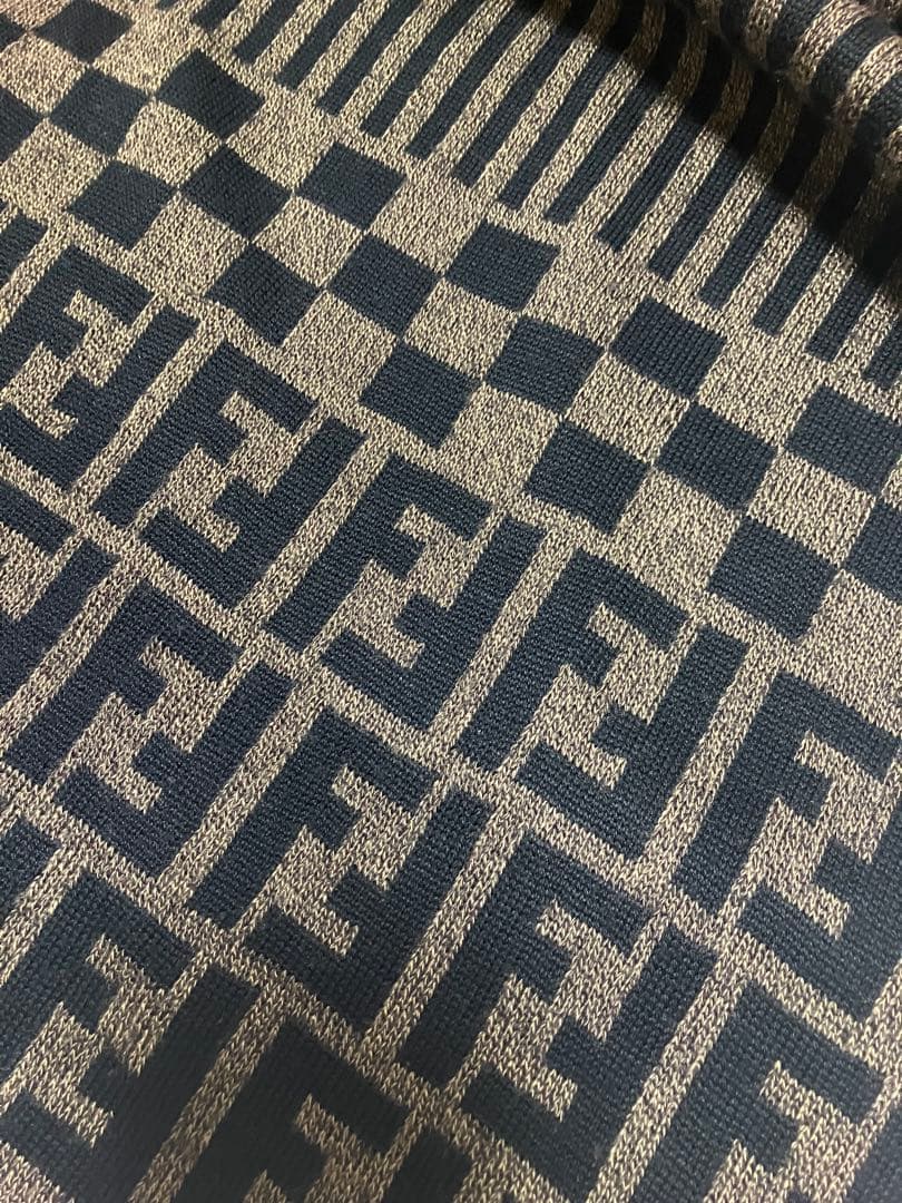 FENDI フェンディ ズッカ柄 マフラー WOOLブラウン×ブラックイタリア製