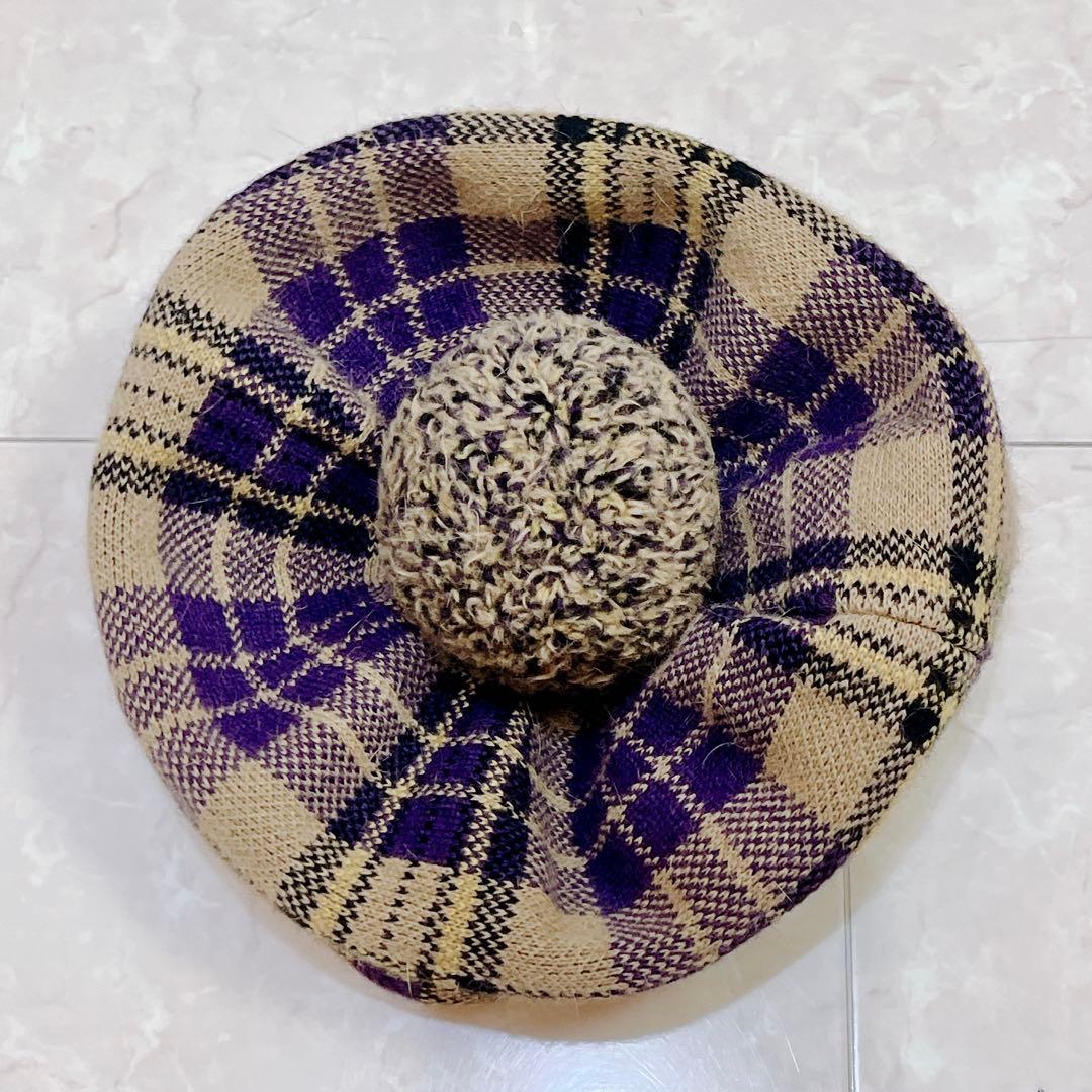 Vivienne Westwood チェック ベレー帽　オーブ モヘア混 M