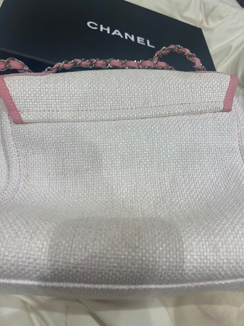 ら*む様 シャネル ドーヴィル Wチェーン ストロー ラフィア ショルダー バッ